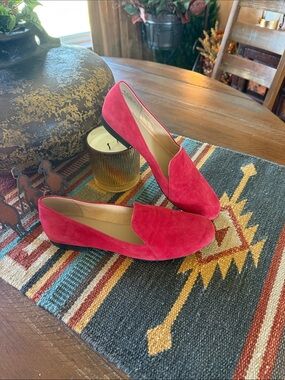 Women’s Red Suede Slip-On Loafers